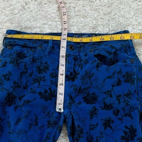 Jack Wills Blue Black Floral Low Rise Skinny Corduroy Pants Size 8 Pockets - Picture 5 of 9